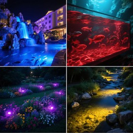 T-SUN Solar Pond Lights, 5-in-1 RGB Underwater Solar Lights, IP68 Waterproof Submersible Light for Pond, Garden, Patio, Fountain, Pool, Waterfall, Outdoor Landscape Lighting