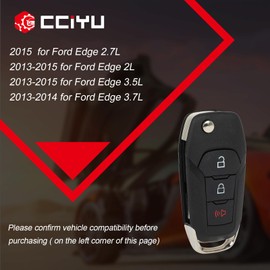 cciyu Key Fob Shells Case 2013-2014 for Ford Edge 3.7L,2013-2015 for Ford Explorer 2L 3 Buttons