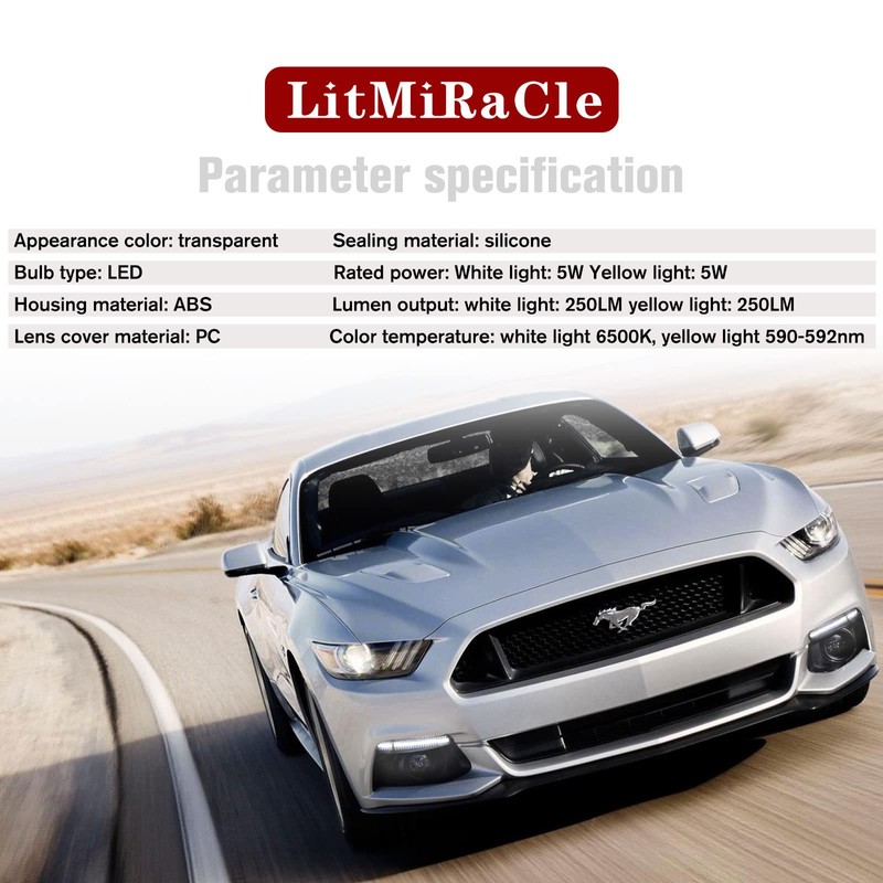 LitMiRaCle LED DRL Sequential Turn Signal Light Assembly for Ford