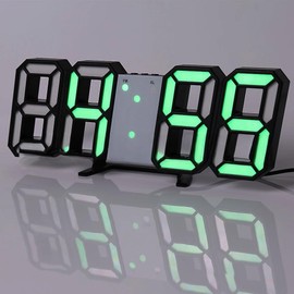 LED Radio Clock, Digital Alarm Clock, Snooze Function, Automatic Brightness Adjustment, Large Letters, Easy to Read Calendar, Temperature Display, Quiet Design, Wall & Table Clock, Tabletop, Bedroom,