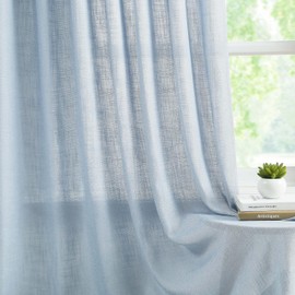 WEST LAKE Dusty Blue Bailey Pinch Pleat Curtains 84 Inches Long,Semi Sheer Pinch Pleated Drapes for Bedroom Living Room,Back Tab Hooks Window Treatment for Traverse Curtain Rod,40" Wx84 L,2 Panels