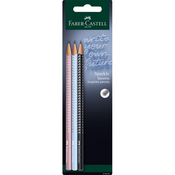 Faber-Castell New Harmony 218470 Pencil Set of 3 Sparkle Pencils, Hardness B