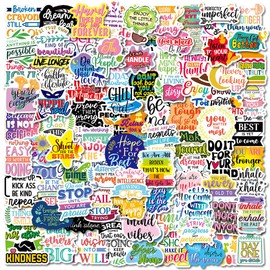 100 Pieces Inspirational Quotes Stickers, Motivational Stickers, Waterproof Vinyl Stickers, Stickers for Scrapbooking, Diary, PC, Laptop, Phone, Water Bottle, Suitcase, Guitar, Skateboard