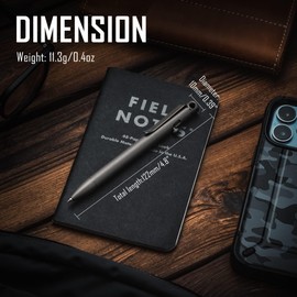 KeyUnity Titanium PVD Black Ballpoint Pen with Clip - EDC Pocket Pen, Retractable Metal Keychain Ball Pen for Everyday Carry, long-lasting and Stylish, Ideal for Office and Outdoor Use