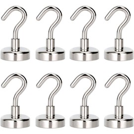 SZKKQKJ Magnetic Hooks, 8 Magnetic Hooks, Super Strong Magnets with Hooks, Extra Strong Magnetic Hooks, Large Magnetic Holder, Kitchen Use