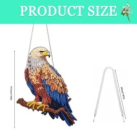 Auremi Eagle Diamond Art Hanging Sign Kits, 5D Animal Diamond Painting Pendant for Adults Crystal Art Window Ornaments Kits Crystal Suncatchers Pendant Gem Art for Garden Wall Decor