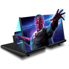 18" Screen Magnifier, 3D HD Mobile Phone Screen Amplifier for Videos, Movies and Gaming, Foldable Phone Stand with Screen Enlarger, Magnifying Projector for All Smartphones