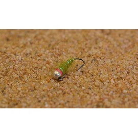 Walt's Sexy Worm Jig Head Fly - Olive - Euro Nymph Tied on Hanak Hooks - 6ct Packs (Hook #12)