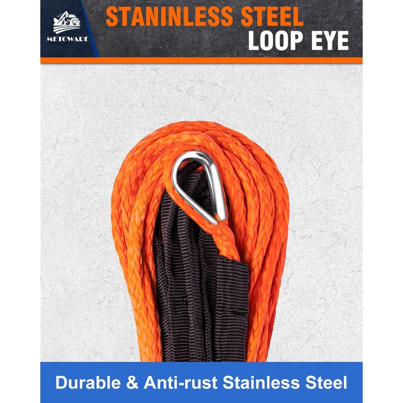 METOWARE Synthetic Winch Rope Kit, 1/4" x 50ft 10,000 LBS