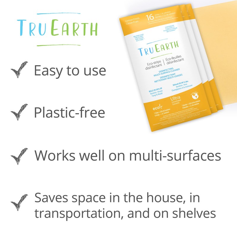 Tru Earth Tiras ecológicas para limpiador multisuperficie, ecológicas, biodegradables y