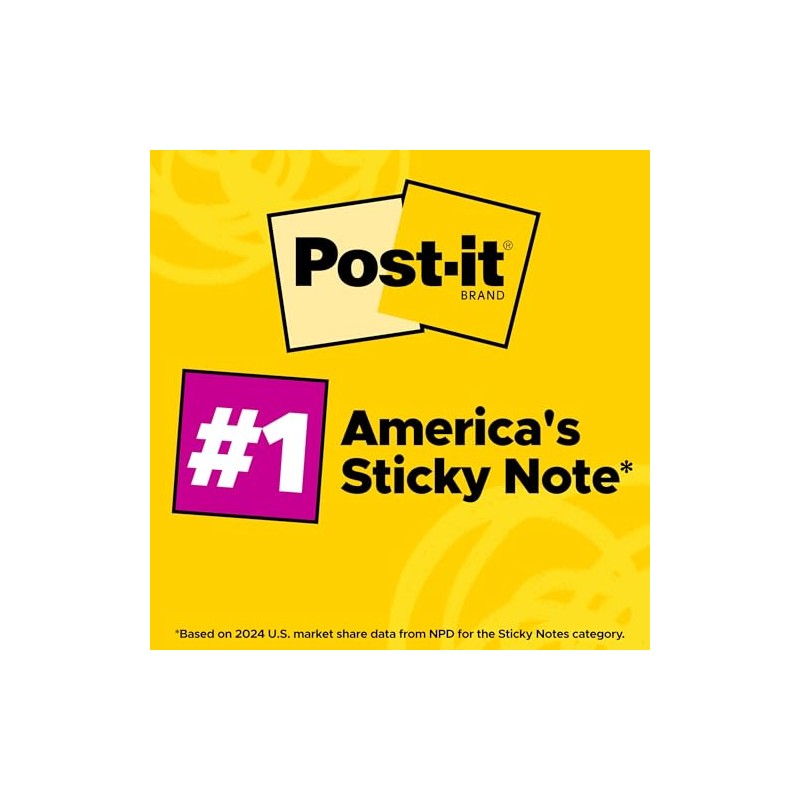 3M Post-it Super Sticky Canary Pads-Super Sticky Pads, 90 Sheets/PD,