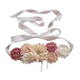 Vintage maternity sash for baby shower pregnancy flowers sash (Champange)
