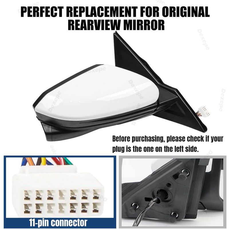 Passenger Side Mirror Assembly 2016-2021 Compatible with Honda Civic Sedan