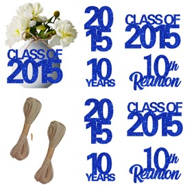 Balterever 24PCS 10th Class Reunion Tags Blue 2015 Reunion Tags Decorations Class Of 2015 Reunion Decorations 10th High School Class Reunion Decorations for High School 10 Year Reunion Decorations