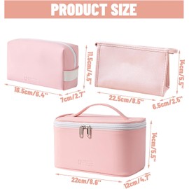 3Pzs Cosmetiqueras para Maquillaje, Portátil Impermeable Bolsa de maquillaje Viaje, Portátil Bolsa de Maquillaje Multifuncional, Grande Organizador Estuche Maquillaje, Neceser de Viaje Mujer