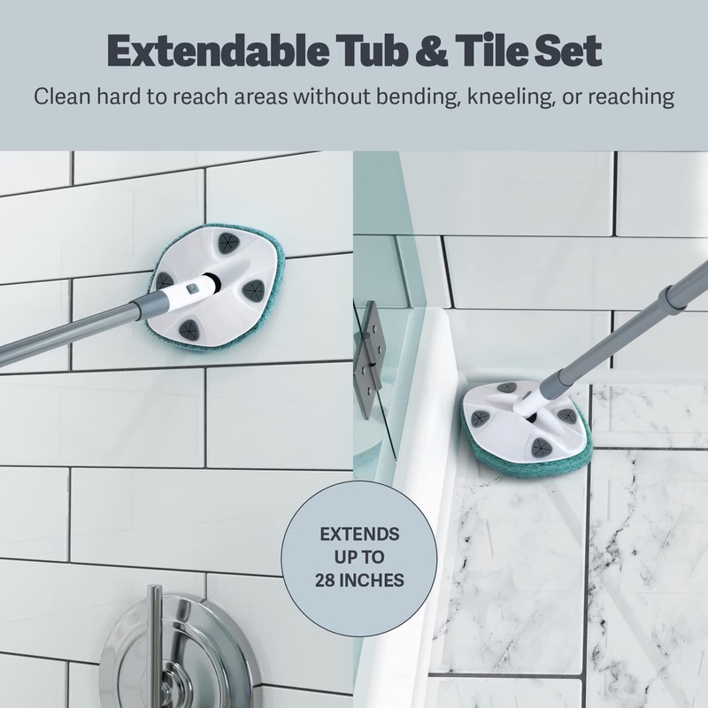 Casabella Tub and Tile Brush with 28 Inch Extendable Handle