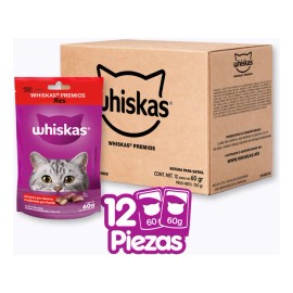 Pack X12 Premios Para Gato Whiskas Sabor Res 60g C/u