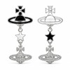Cute Silver Plated Saturn Stud Earrings Planet Charms Cubic Zircon