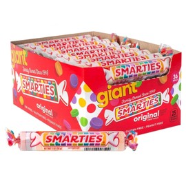 Smarties Candy Giant Rolls - Gluten and Vegan Free - Classic Sweetness From Family Owned Company Since 1949, Peanut & Dairy Free - Individually Wrapped Bulk Halloween Candy- 1 Pound (Pack of 1)