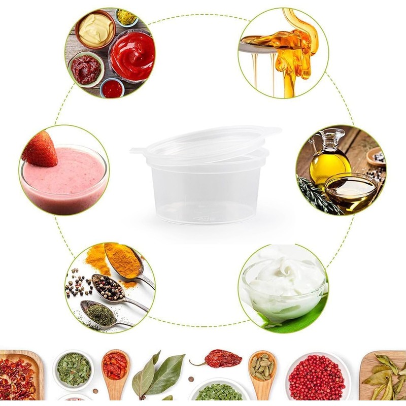 [100 PACK - 1.5 oz] Leak Proof Plastic Condiment Souffle
