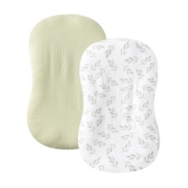 TADO MUSLIN Baby Lounger Cover 2 Pack, 100% Organic Cotton Muslin, Soft & Breathable Newborn Lounger Slipcover, Fits Most Infant Loungers, Machine Washable, Neutral & Cute Designs