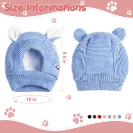 Frienda Quiet Ears for Dogs, Dog Ear Muffs Noise Protection Knitted Dog Hats Pet Ears Warm Dog Ear Cover Winter Hat Dog Snood Head Wrap Bunny Costume for Medium to Large Dogs Cats Pets (Sky Blue)