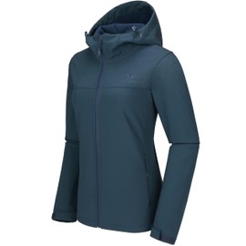 CAMEL CROWN Womens Fleece Lined Softshell Jacket Hooded Waterproof Windproof Lightweight Insulated Winbreaker Hiking Camping