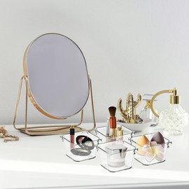 Ravinte 6 Pack Drawer Organizer - 3" X 3" Plastic Storage Bins, Acrylic Organizers with Non-Slip Pads Clear Desk Storage Tray for Makeup, Jewelries, Kitchen Utensils, Bathroom and Office