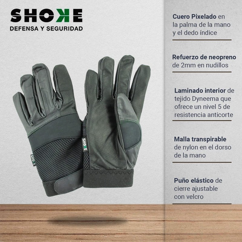 SHOKE Schnittfeste Polizeihandschuhe – Schutzstufe 5 – Schwarze taktische Arbeitshandschuhe
