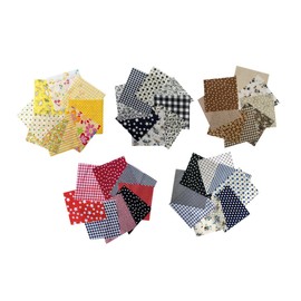 Hohopeti 5packs Handmade Cotton Fabric Bundle Pre-Cut Squares DIY Material for Crafts Quilting Decor Safe