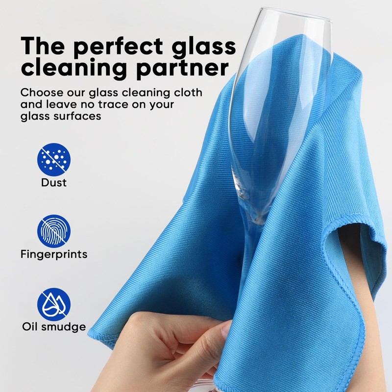 HOMEXCEL Microfibre Glass Cleaning Cloths 12 PK, Lint Free Streak