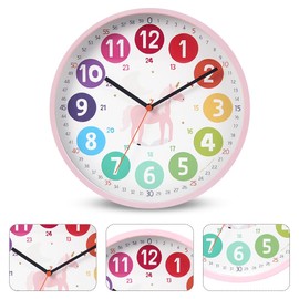 DASIAUTOEM Children's Wall Clock, Silent Colourful Children's Wall Clock, Diameter 25.4 cm Wall Clock for Boys and Girls, Children's Watch, Reading Aid in the Children's Room for Children's Room,