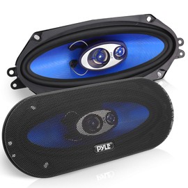 3-Way Universal Car Stereo Speakers - 300W 4" x 10" Triaxial Loud Pro Audio Car Speaker Universal OEM Quick Replacement Component Speaker Vehicle Door/Side Panel Mount Compatible - Pyle PL410BL (Pair)