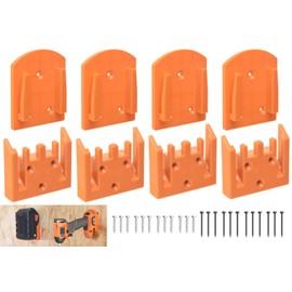 8-Pack Battery Wall Mount Holder & Drill Tool Mount - for 18V RIDGID Li-ion Drill, Fits Work Van, Shelf, Toolbox, Includes 20 Screws (No Tool Required)