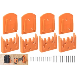 8-Pack Battery Wall Mount Holder & Drill Tool Mount - for 18V RIDGID Li-ion Drill, Fits Work Van, Shelf, Toolbox, Includes 20 Screws (No Tool Required)