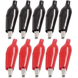 Shield Clip, Medium, Alligator Clip, 1.5 inches (38 mm) Length, Durable, Electrical Testing, Alligator Clip, Clamp, Alligator, Insulation Cover Clip, Black, Red, Pack of 10