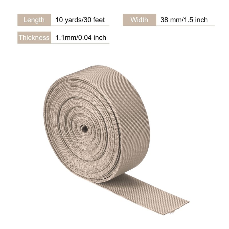 MECCANIXITY Flat Nylon Webbing Strap 1.5 Inch 10 Yards Champagne