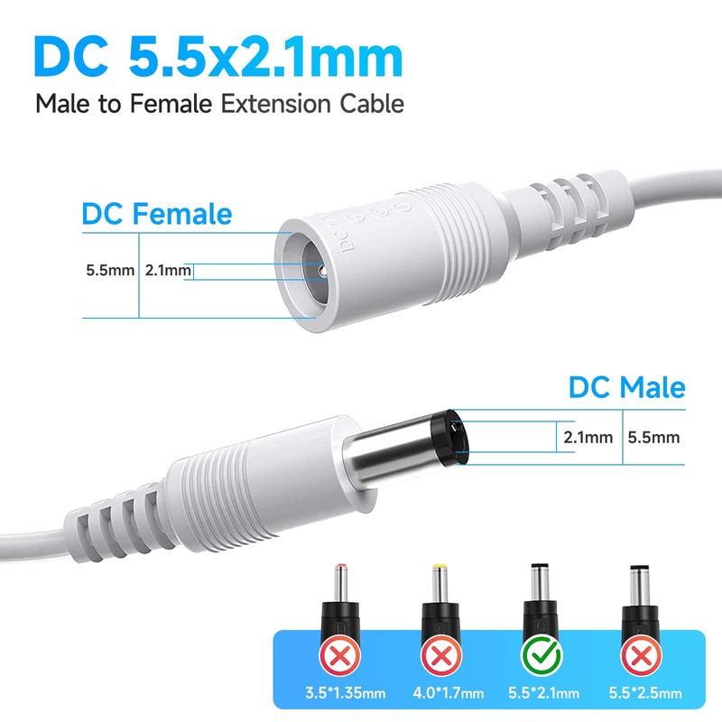 ANLINK 16.4ft 5M DC Power Extension Cable, Premium Pure Copper