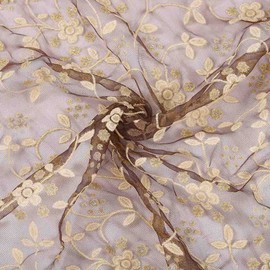 Ursumy Lace Mantilla Veils Triangle Lace Veil Catholic Church Veils Infinity Chapel Veil Tulle Scarf Head Covering Latin Mass (Brown)