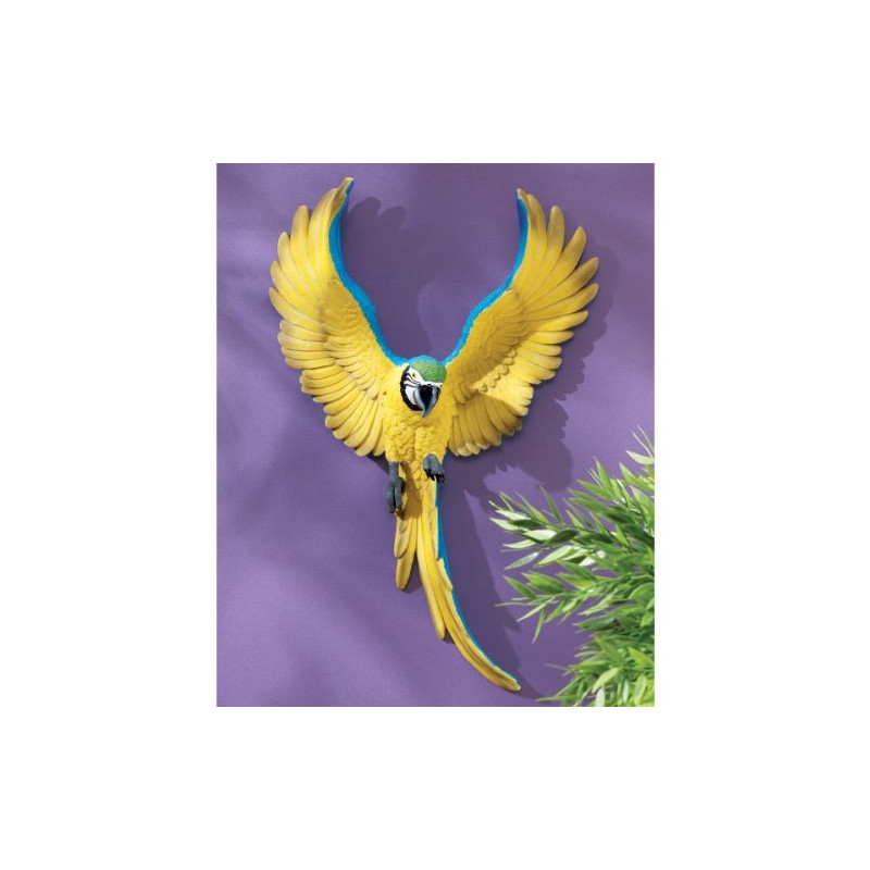 Design Toscano Flapping Macaw Bird Tropical Decor Wall Sculpture, 16