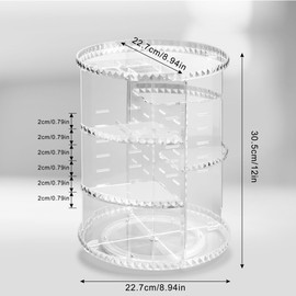 Lonian 360° Rotating Makeup Organizer, Adjustable Acrylic Cosmetic Storage, Cosmetic Organisers and Spinning Makeup Stand for Beauty Skincare