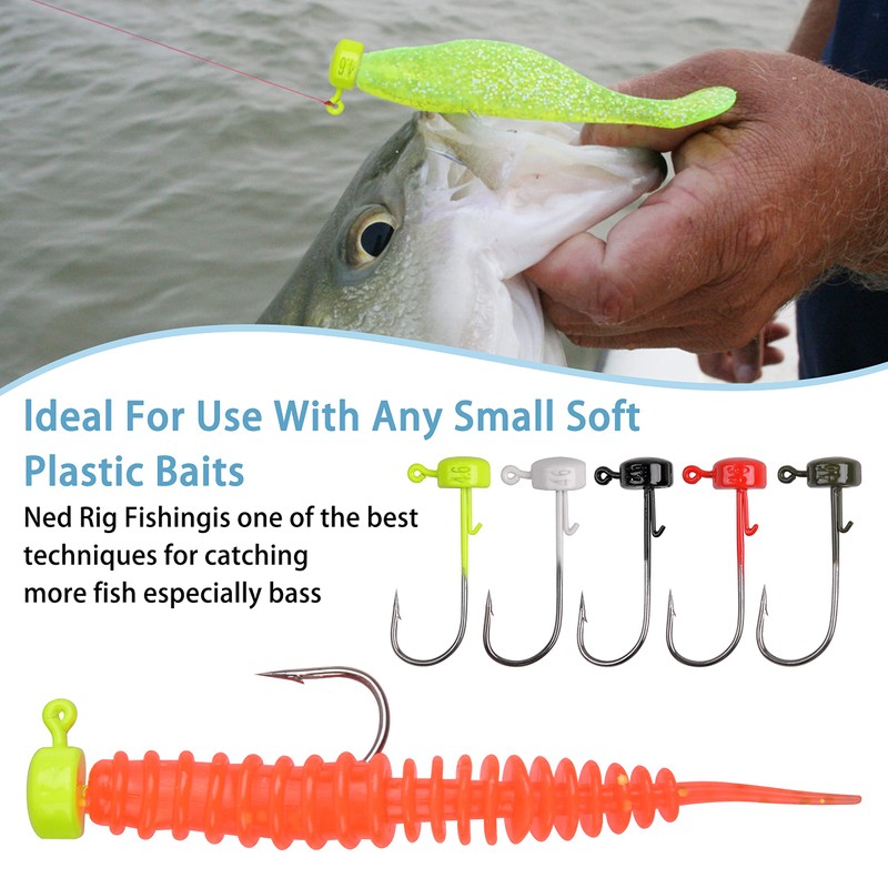 Ned Rig Fishing Jig Heads Baits Kit Crappie Jig Hooks