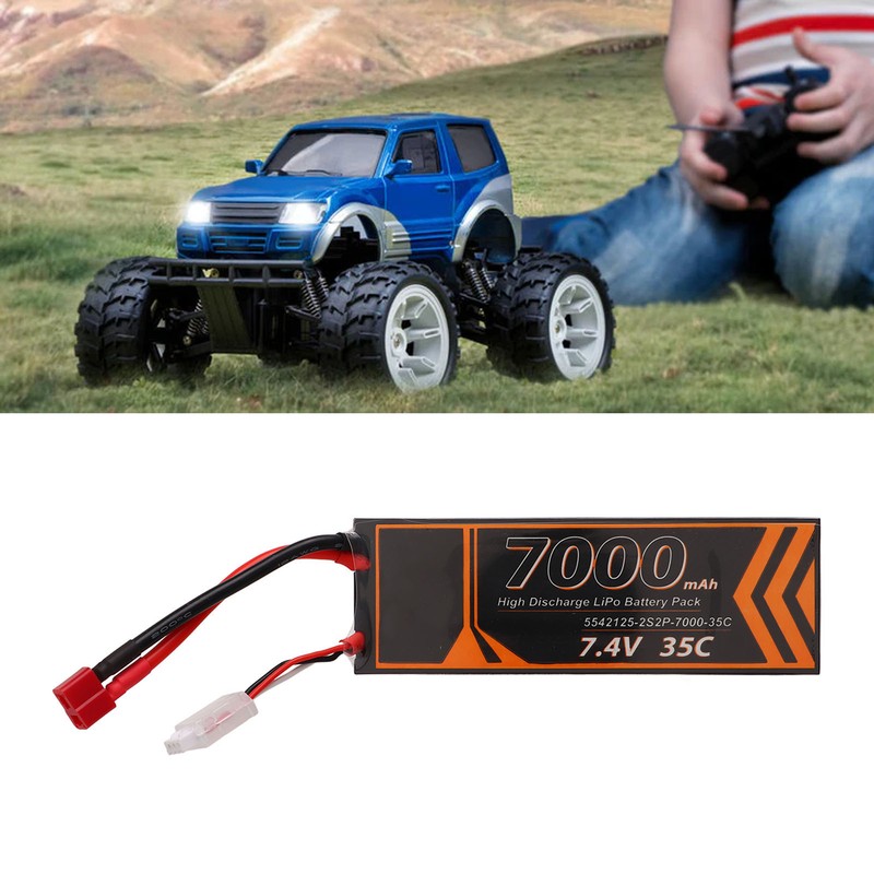 7000mAh Lipo Battery 35C Discharge Rate 7.4V 2S2P T Shape