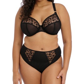 ELOMI Women's Namrah Underwired Plunge Bra Opaque, Jet