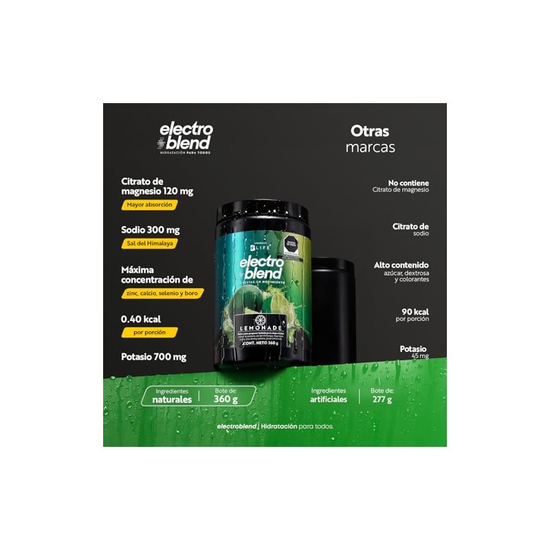 B Life Electrolitos en Polvo 360g Sabor Limonada sin Azúcar