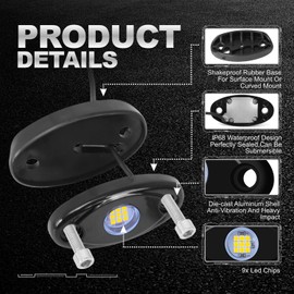 LY8 4Pods LED Rock Lights White LED Neon Underglow Light for Car Truck ATV UTV SUV Boat Underbody Glow Trail Rig Lamp Waterproof (White)