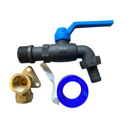 Double/SingleOutlet Ultra Tough Nylon Garden Tap+Brass 15mm Wallplate+PTFE Tape (Single Lever)