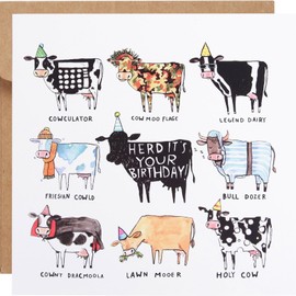 CJ&M Funny Birthday Cards for Him.Fun Birthday Cards for Mom.Ideal Birthday Card for Her.Herd it's your Birthday * Cow puns * Funny * Humour * Birthday Card * British * Jokes