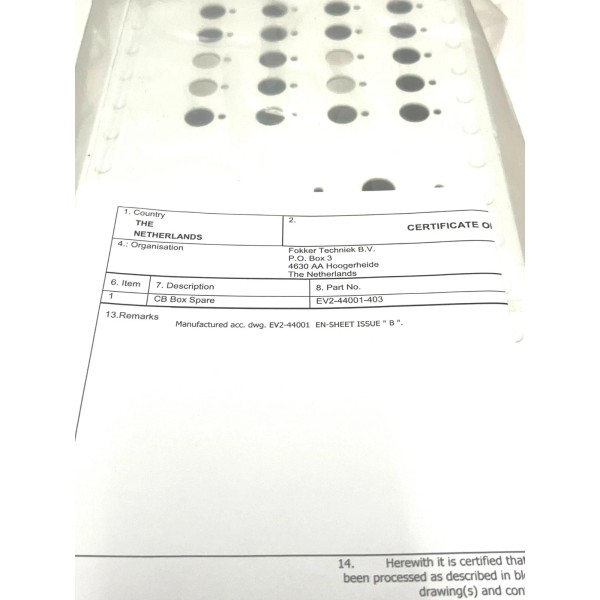 Fokker Techniek BV Amro EV2-44001-403 Enclosure CB Box Metal Aerospace