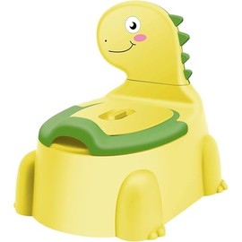 iZEL Kids Dinosaur Potty - Comfortable and Fun Toilet Training for Boys and Girls - Potty Chair with Lid and Back Support (1-6 Years) (Yellow)